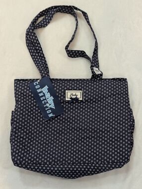 Vintage 90s Baby Connection Quilted Navy Blue Floral Diaper Bag Complete Set NWT